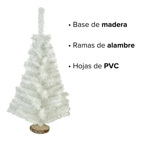 Arbol De Navidad Blanco 80cm Base Tronco Natural Mini Pino