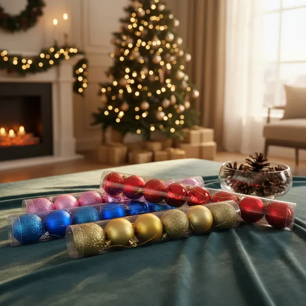 Adornos Navideños Tubo Bolas De Navidad 5cm X9 Unidades