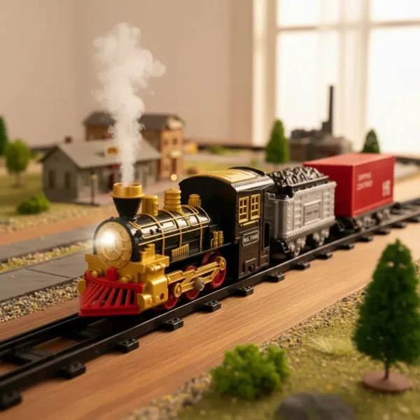Tren A Vapor Retro Eléctrico Con Humo Real Luz Sonido + Vías
