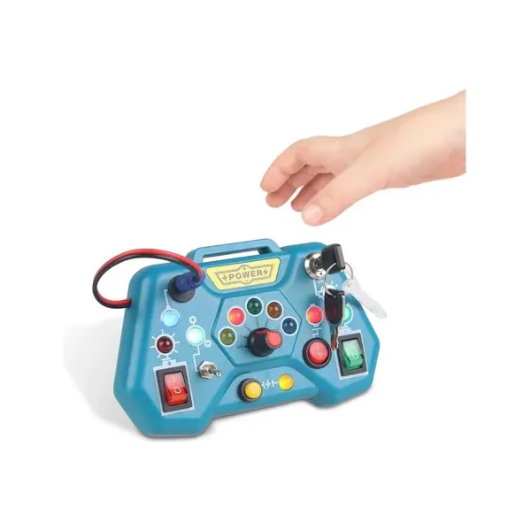 Tablero Sensorial Montessori Luces Led Botones Juguete Niños Azul