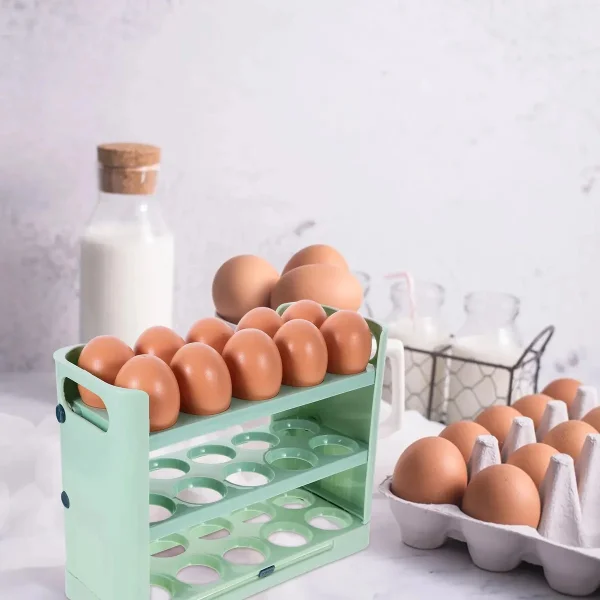 Huevera Organizador 3 Niveles Porta Huevos Heladera Mesada Verde Claro