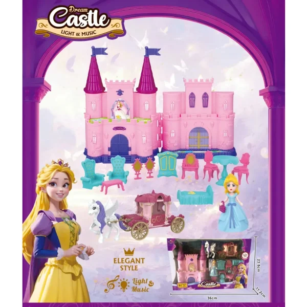 Castillo Princesa Juguete Con Muñeca Luz Música Y Accesorios Rosa