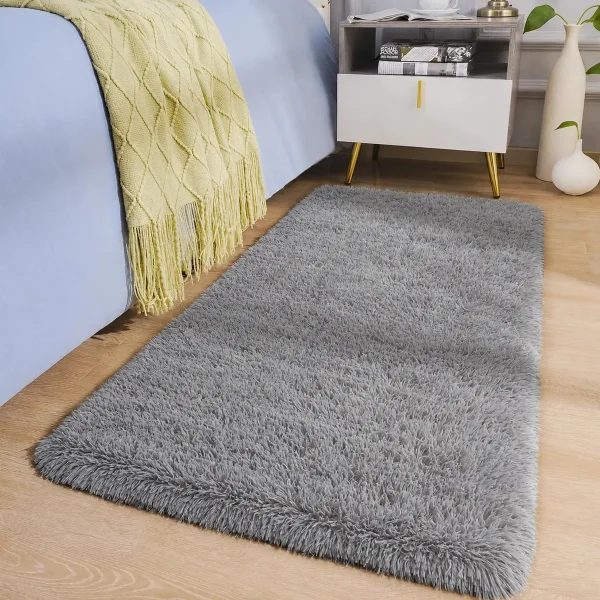 Alfombra Tapete Pelo Largo Nórdica Antideslizante 60x100cm 100 M 60 M Gris