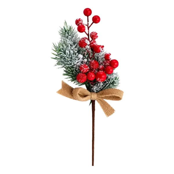 Vara Pick Navideño Nevado Decorativo Adorno Arbolito Navidad Rojo