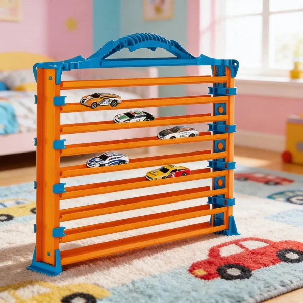 Pista Transportador + 5 Autos Garaje Loop Rampas 3en1 Niños Naranja