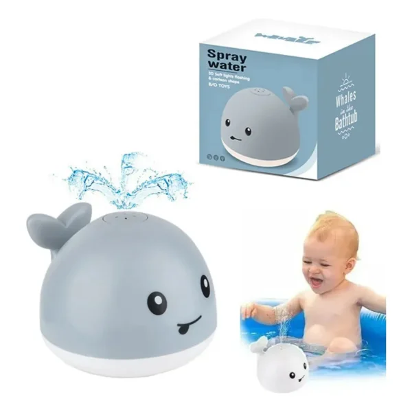 Juguete Baño Bebe Ballena Lanza Agua Luces Led Bañera Tina Blanco