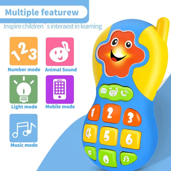 Telefono Juguete Celular Sonidos Luces Y Melodias Para Bebe Color Blanco