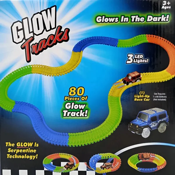 Pista Luminosa Flexible 80 Piezas Con Auto Luminoso Color Azul