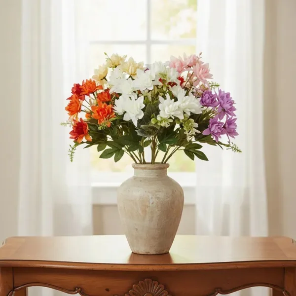 Ramo De Flores Artificiales Dalia 30cm Decoración Hogar Rosa