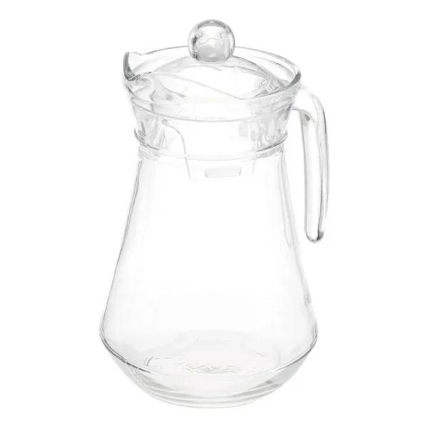 Jarra Vidrio Lisa Con Tapa 1.3 Litros Agua Jugo Transparente Transparente