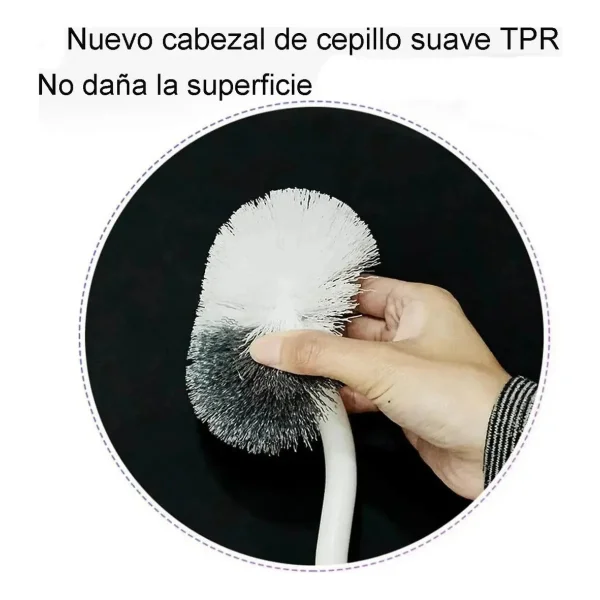 Set Escobillas Baño 3 En 1 Silicona Base Soporte Adhesivo Peltre