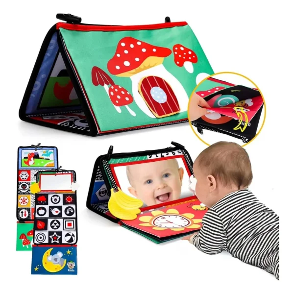 Juguete Montessori Bebe Libro Tela Tummy Time Espejo