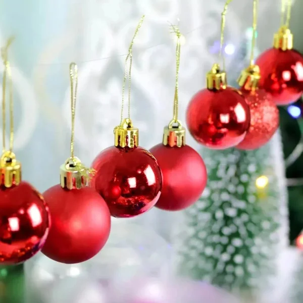 Adornos Navideños Tubo Bolas De Navidad 4cm X9 Unidades
