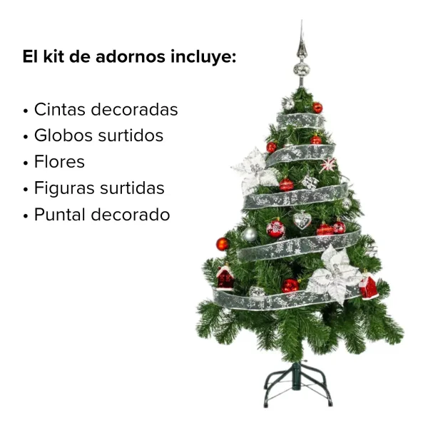  Arbol De Navidad Tronador Lujo 1,20mts Con Adornos Kit X30