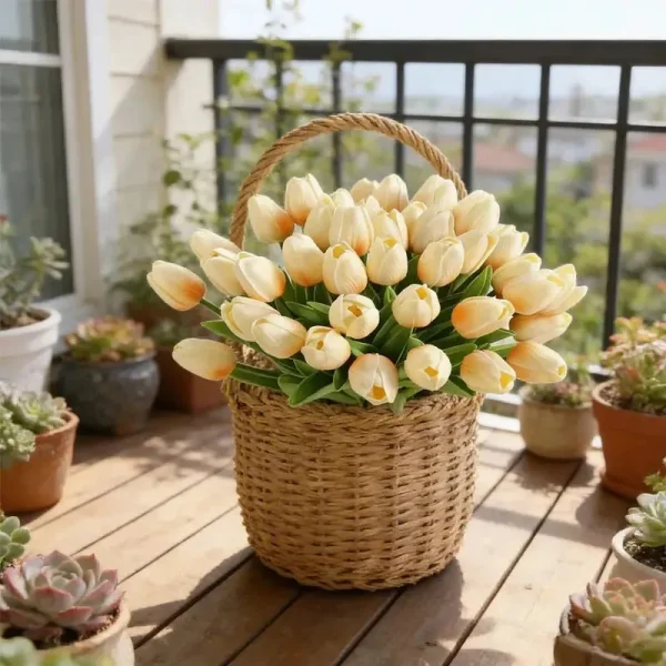 Tulipan Artificial Flores Artificiales Decoracion Ramo X5