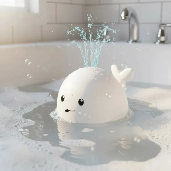 Juguete Baño Bebe Ballena Lanza Agua Luces Led Bañera Tina Blanco
