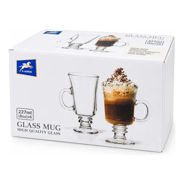 Set X6 Unidades Jarros Submarino Cafe Vaso Vidrio 227ml Transparente Submarino