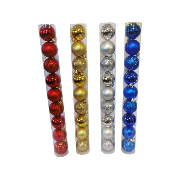 Adornos Navideños Tubo Bolas De Navidad 5cm X9 Unidades