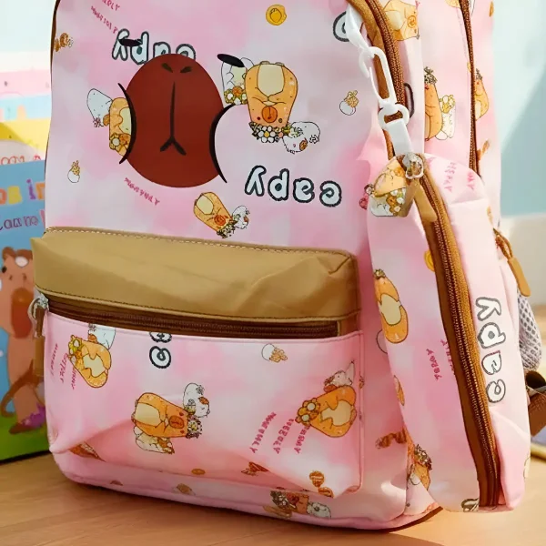Mochila Escolar + Cartuchera Capibara Infantil Para Niños/as