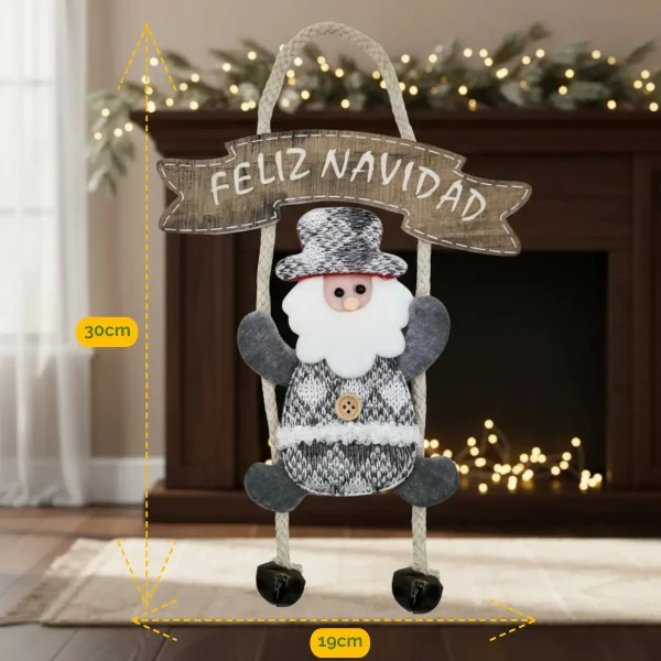 Adorno Colgante Para Puerta Decoración Navideña Deco Navidad Gris