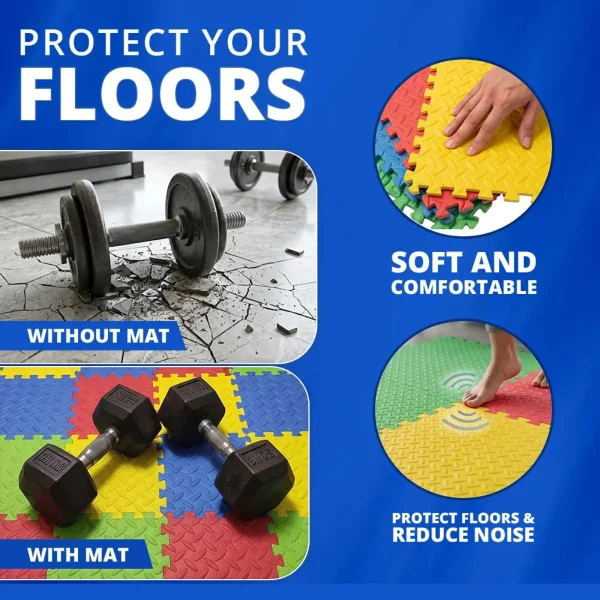 Piso Goma Eva Encastrable Pack X12 Gym Bebes Niños 10mm Multicolor