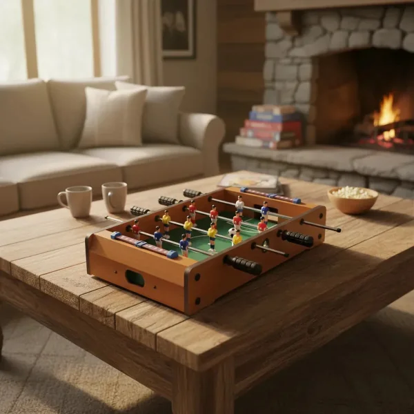 Juego De Mesa Mini Futbolito Metegol De Madera Marron