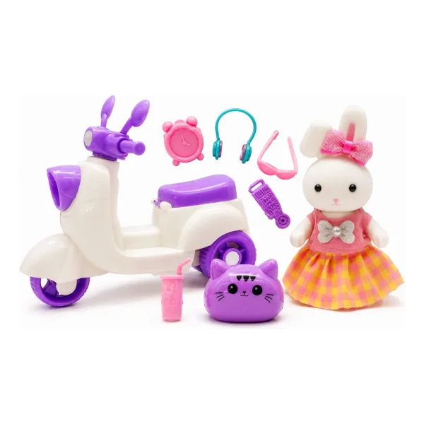 Set Conejita Cute Bunny Scooter Juguete Accesorios Niña