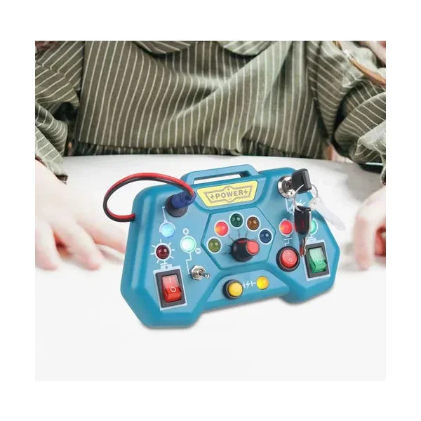 Tablero Sensorial Montessori Luces Led Botones Juguete Niños Azul
