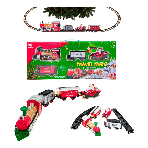 Tren Navideño Rojo 16 Piezas Con Luz Y Sonido
