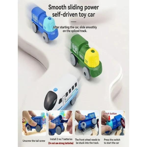 Pista Tren Eléctrico Puzzle 65 Piezas Diy Armable Niños Tren Beige