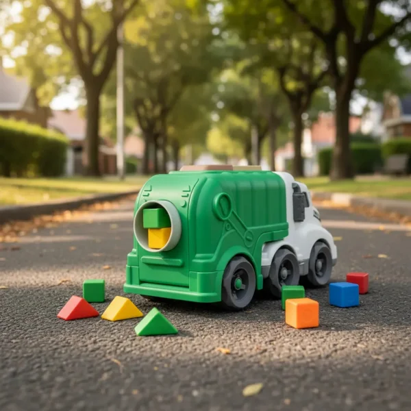 Camión De Juguete Recolector De Basura Con Figuras Encastre Recolector De Basura Verde