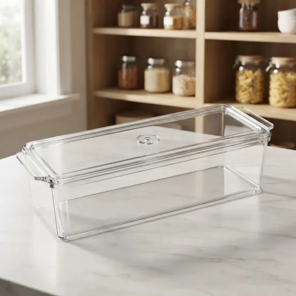 Organizador Heladera Contenedor Multiuso Con Tapa 30x10x10 Transparente