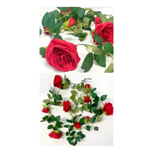 Flores Artificiales Enredadera Rosa Pack X6 Guirnalda Deco Blanco