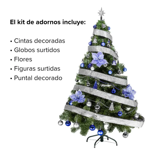 Arbol De Navidad Tronador Lujo 1,50mts Con Adornos Kit X40