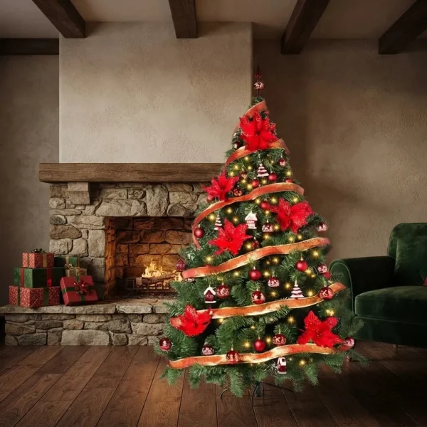 Arbol de Navidad Montañes Deluxe 1.80mts Con Adornos Kit X60