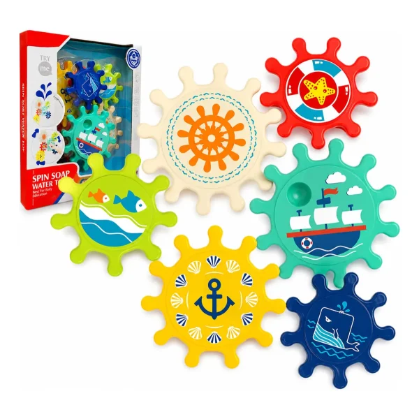 Juego Engranajes Giratorios De Baño Ducha Con Ventosa Bebe Multicolor