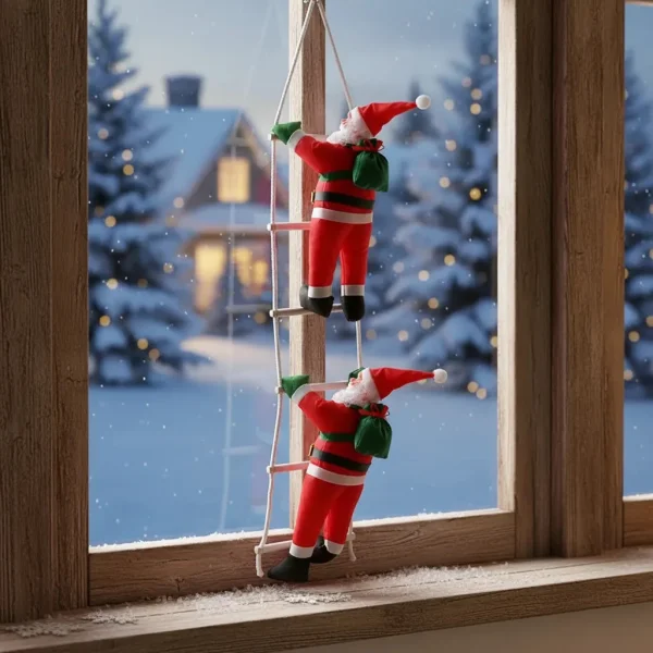 Papá Noel Trepador Escalera Colgante Deco Navidad Adorno Rojo