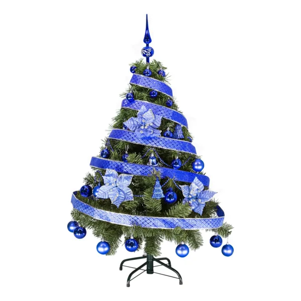 Arbol De Navidad Tronador Lujo 1,20mts Pino Decorado Azul