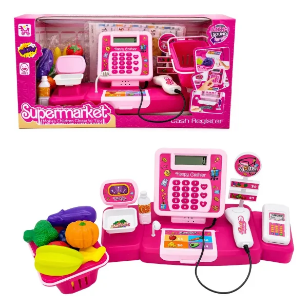 Caja Registradora Rosa Con Sonido
