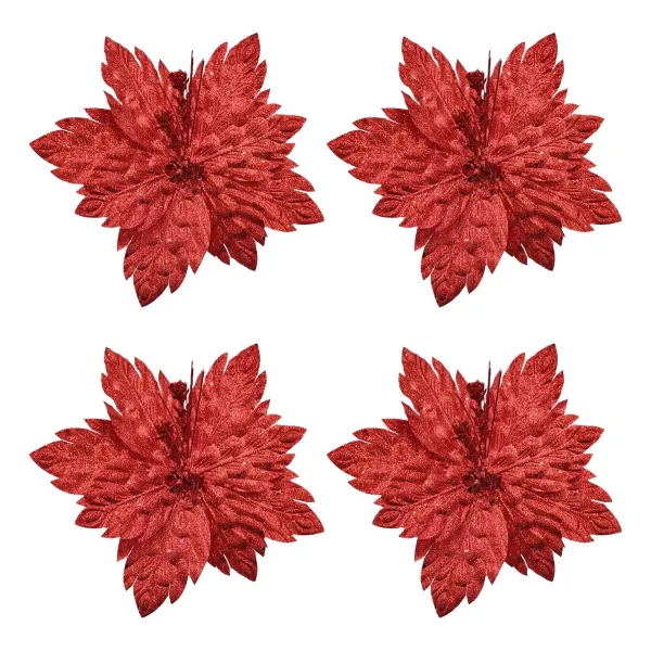 Flor 25cm Rojo Arbol De Navidad Adornos Decoracion X4u