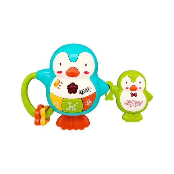 Sonajero Musical Bebe Pingüinos Con Luz Y Sonidos Jyf Toys Color Verde Oscuro