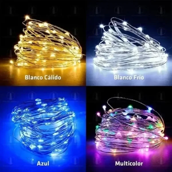 Tira De Luces De Navidad Guirnalda Alambre 3mt Calida + Fria
