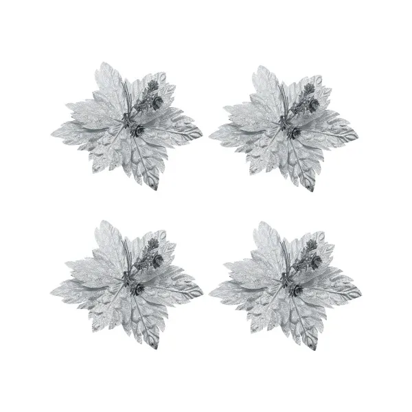 Flor 25cm Plata Arbol De Navidad Adornos Decoracion X4u