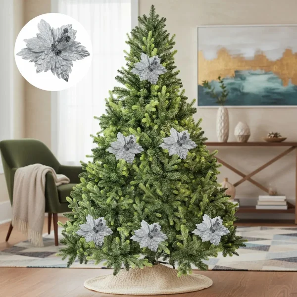 Flor 25cm Oro Arbol De Navidad Adornos Decoracion X4u Dorado Floreado