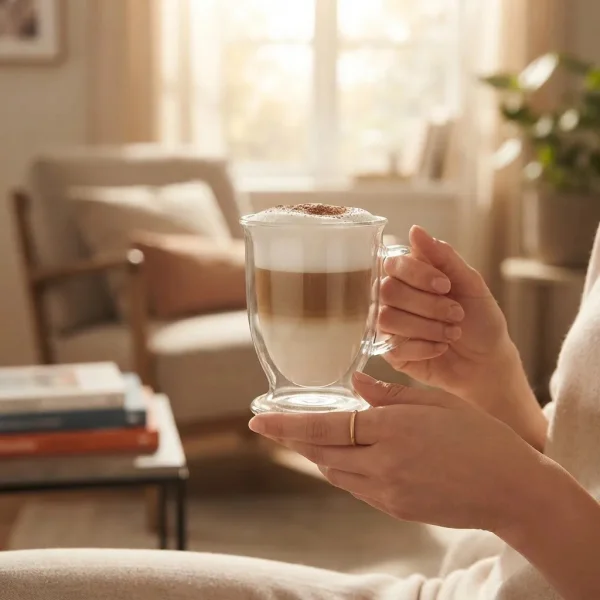 Taza Cafe Doble Vidrio Pared Capuchino Jarro 250ml Transparente