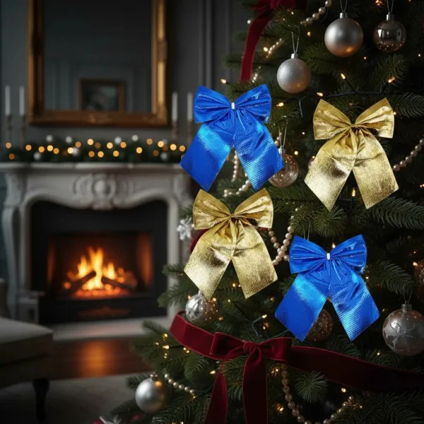 Adorno Colgante Navidad Moño 9cm Para Decoración Navideño X4