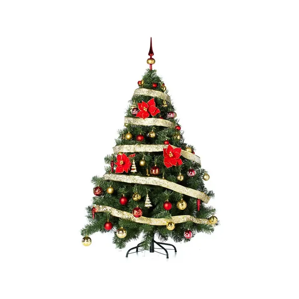 Arbolito Navidad Montañes Deluxe 1.50mts + Deco Rojo Oro