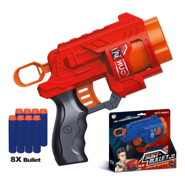 Set Pistola + Objetivos + Dardos X28 Juguete Compatible Nerf Rojo