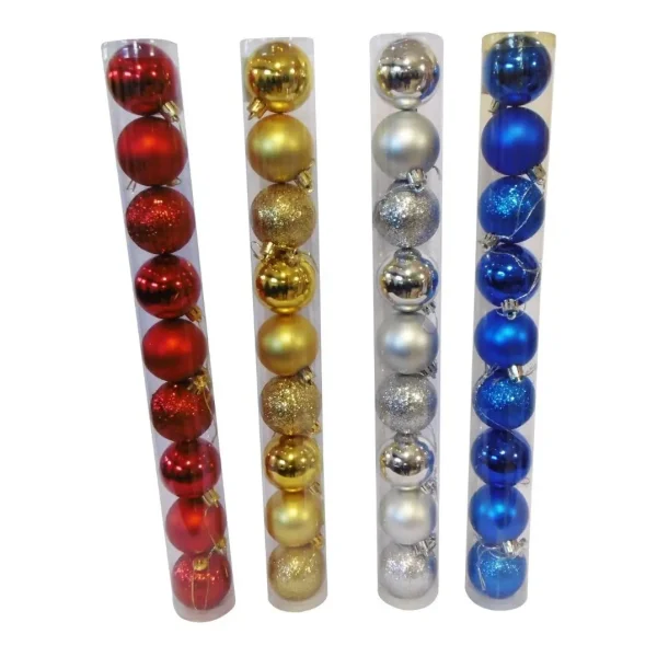 Adornos Navideños Tubo Bolas De Navidad 5cm X9 Unidades