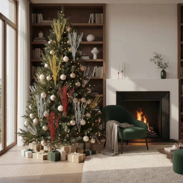 Adorno De Navidad Espiga Decoración Ramas Navideña Pack X5